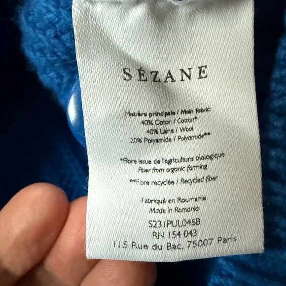 Sezane Cobalt Blue Chunky Ribbed Turtleneck Sweater - Picture 4 of 4